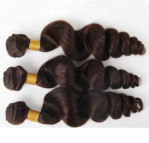 Brasilianisches glattes Haar mit lockeren Wellen, doppelte Tressen, 100 g/Stück, 2# Dunkelbraun, kann in Echthaarverlängerungen gefärbt werden
