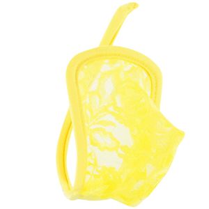 Perizoma da uomo sexy perizoma a C perizoma invisibile a forma di perizoma in pizzo giallo brillante