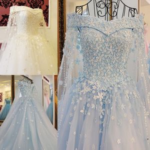 2022 Синий с плеча свадебные платья с съемным накидным жемчугом аппликация Элегантное кружевное свадебные платья