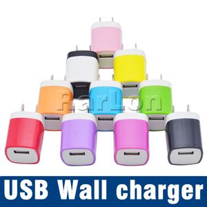 Carregador de parede Adaptador de viagem 5V 1A Colorido Casa EUA Plugue Carregador USB para Android Phone Tablet PC Universal Versão EUA