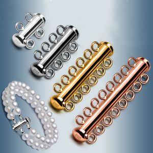 2pcs/lot 7-8 Multilayer 925 Silver Tube Slide Clasp For Multiple Strand Bracelet Necklace End Buckle Connector Jewelry Making Accessory