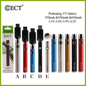 Orijinal ECT 650 mah değişken voltaj ön ısıtma pil alt büküm e sigara ön ısıtma pil 510 konu için kalın yağ vape kartuşları