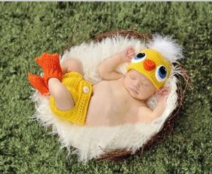costumi di pollo all'uncinetto appena nati fatti a mano cappello pantalone e scarpe vestito di pollo carino baby knit fotografia prop 3 pezzi / set