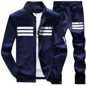 2018 Primavera Outono Tracksuit Homens Calças Sportwears Mens 2 Piece Set Sportswear Jacket and Calças Fleece Track Suites Plus Size 4XL
