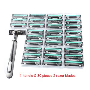 31 in 1 Güvenlik Razor Bıçakları Erkekler Için 1 Jilet Tutucu 30 Bıçakları Tıraş Çift Katmanlar 2 Tıraş Makinesi Standart Düzeltici