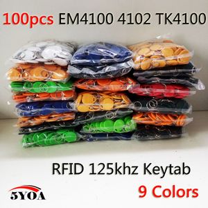 100pcs 5YOA EM4100 125khz ID Keyfob RFID Tag Tags Access Control Card Porta Chave Card Sticker Key Fob Token Ring Proximity Chip