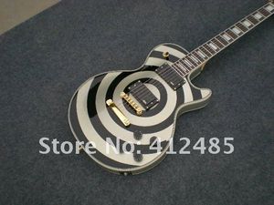 Kostenloser Versand höchster Qualität New Custom Style ZAKK Wylde E-Gitarre G-LP Custom Silber und Schwarz E-Gitarre