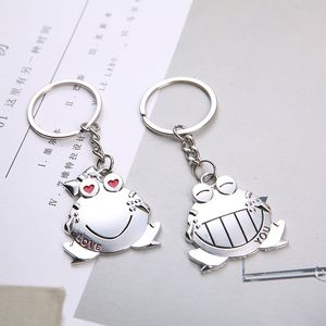 Wedding Favors Keychains Couples Smiling Frog Keychain Lovers Metal Love Heart Keyring Valentine's Day Gift with card