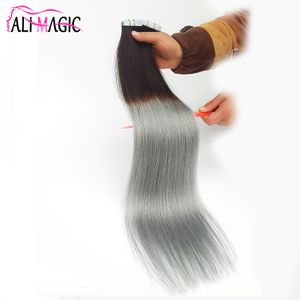 Ombre Brezilya Saç İki tonlu bant saç uzantıları ombre bant saç uzantılarında remy 40 parça/paket 3 paket/lot 20''22''24