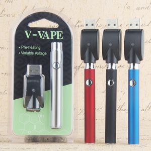 510 аккумулятор V-Vape Pre Preeing Pen 350MAH VV Батарея VAPE Blister CO2 Масляный ручка испаритель для CE3 A3 Ceramic Coil Cartridges Vapes