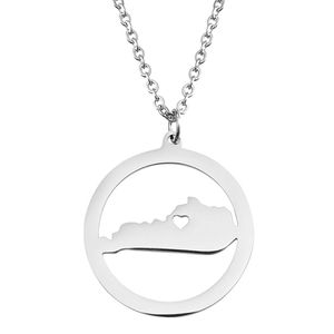 ABD Haritası Kentucky States Kolye Kolyeleri Aşk Kalp Kentucky Charm Country Silver Gümüş Gül Sil Altın Paslanmaz Çelik Memleketi Hediye Takı