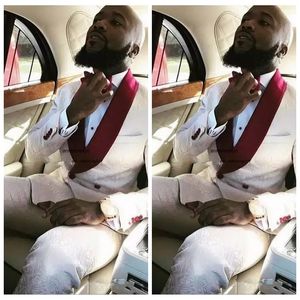 2018 Resmi Erkekler Jakarlı Desen Düğün Smokin Özel Çevrimiçi Slim Fit Damat Smokin Damat İş Groomsmen Suits (Ceket + Pantolon)