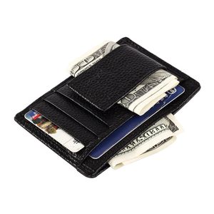 Atacado - Lucky 2015 Venda Quente Gold Men Wallet Cartão de Crédito Titular Genuine Brown e Preto Cores Slim Bolsa Presente Frete Grátis