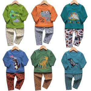 Baby Kids Roupas Sets Meninas Meninos Dinossauro Animal Imprimir Outfits Crianças Pijamas Ternos Autumn Boutique 27 estilos C4594