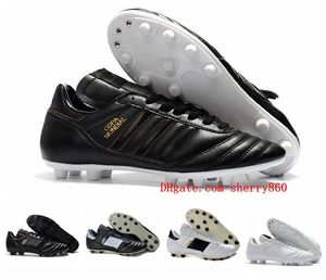 Sapatos de futebol Mens Copa Mundial Couro FG Desconto Chuteiras Copa do Mundo Botas de Futebol Tamanho 39-45 Preto Branco Laranja Botines Futbol
