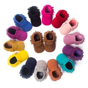 Newborn Baby Shoes Soft PU Leather Tassel Moccasins Walker Shoes Baby Toddler Bow Fringe Tassel Shoes Moccasin 14colors Stock Choose Freely