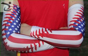 US flag with baseball Compression Elbow Arm Sleeves baseball sleeve Bike Golf live and die Arm Sleeve Cover Warmers UV Sun Protection sleeve