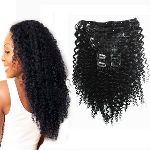 Реми перуанские волосы афро кудрявый вьющиеся клип в наращивание человеческих волос для чернокожих женщин 7 шт. / компл. 100 г Nautral цвет 10 цветов доступны