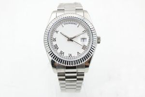 Yüksek kaliteli M228239 izle adam otomatik paslanmaz çelik iki takvim Roma ölçekli beyaz kadran 40 mm