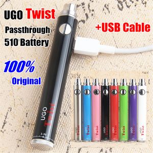 Çin Fabrika EGO UGO VV Piller Değişken Gerilim Ego-C Büküm Mikro USB Evod Passthrough Pil Fit 510 Atomizers CE3 Buharlaştırıcı