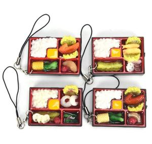 Nette Simulation Sushi Schlüsselanhänger Schlüsselanhänger gefälschte japanische Lebensmittel Box Lanyard Schlüsselanhänger Handtasche Anhänger Lanyard Schlüsselanhänger lustige Spielzeuge EEA164