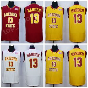 Ucuz 13 James Harden Kolej Formaları Arizona Eyalet Sun Devils Jersey Erkek Basketbol Takımı Kırmızı Uzak Sarı Beyaz Spor Ücretsiz Nakliye