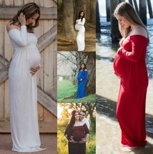 Материнство платье для всхода фото Maxi Maternity платье не разделенное ветровое шифон Fancy сексуальных женщин родильных фотографии реквизита