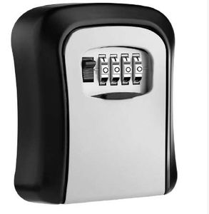 Key Lock Box Wall Mounted Aluminum Alloy Key Safe Box Weatherproof 4 Digit Combination Keys Storage Lock Boxes Indoor Outdoor