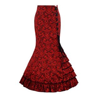 Сексуальная женская юбка Maxi Vintage Reamaid Steampunk Gothic Share похудение Очаровательное платье на шнуровке Ретро цветочные шоу Club Dance Costume