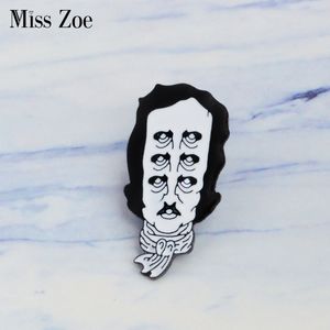 Miss Zoe Edgar Allan Poe emaille pins bloem Grappig figuur Broche Gift schrijver pittogram Badge Denim Jeans Revers pin Kleding cap bag Creat