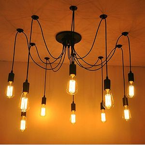 Örümcek Kolye Işık Vintage Edison Çoklu Ajustable DIY Tavan Lambası Chic Endüstriyel Yemek için Modern Avize