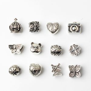 12PCS gemischte Stil Großhandel Metall lose Perlen Charms für Pandora DIY Schmuck europäische Armbänder Armreifen Frauen Mädchen beste Geschenke