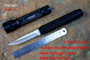 Y-START ветреный многофункциональный фонарик нож алюминиевый сплав ручка анодированный сатин лезвие для выживания, открытый туризм, езда
