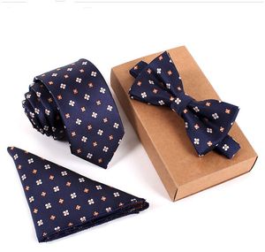 19 стиль тонкий галстук набор мужчин бабочка галстук и карманный квадрат Bowtie галстук репортаж