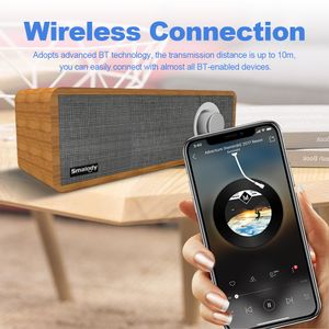 Smalody SL-50 Kablosuz Bluetooth Hoparlör 8W Taşınabilir Ahşap Sesli Sesli Bas Ses Kutusu Müzik Subwoofer Tablet Dizüstü PC için