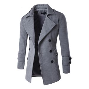 2018 Новые мужские Весна Осень Мужчины Slim Fit Overcoat Для Мужской Шерстяной Шерстяные Смесится Двухборняе