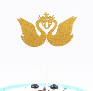 50pcs Crown Swan Cupcake Cake Toppers Flag For Wedding Party Aniversary Birthday Baby Shower Decorations Supplies