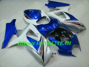 Пользовательские мотоцикл обтекатель комплект для SUZUKI GSXR1000 K7 07 08 GSXR 1000 2007 2008 ABS пластик белый синий обтекатели набор+подарки SX08