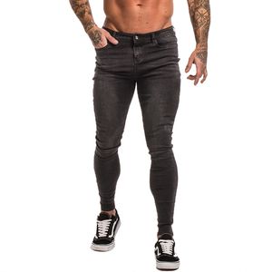 Джинто-джинсы скинни для мужчин Super Stretch Узкие брюки-скинни большого размера хлопок Удобные поставки Dropshipping Серые джинсы zm09 S913