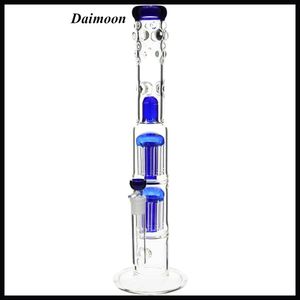 Toptan Cam Bong 18.8mm Eklem Bongs İki Katman 8 kollu Dome Perculator Bule Su Borusu Dab teçhizat