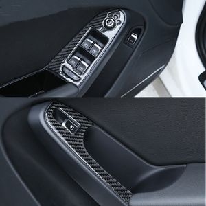 Audi A4 B8 için Karbon Fiber Pencere Cam Kaldırıcı Düğmesi Panel Kapak Trim 2010-15 Araba Styling İç Aksesuarlar