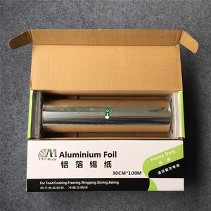 30cm*100m Aluminium Foil paper with mental cutter food wrapping paper food service hot stamping foil for barbecue
