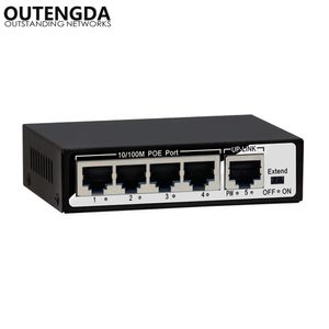 1+4 Port 10/100Mbps 48W Mini PoE Switch Power over Ethernet IEEE802.3af/at 48V PoE Switch for IP Cameras Wireless AP VoIP