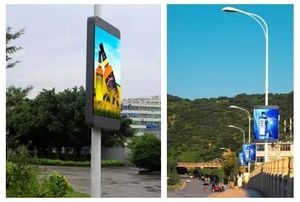 Outdoor waterproof roadside advertising LED display screen p5 installed above the street light pole play video