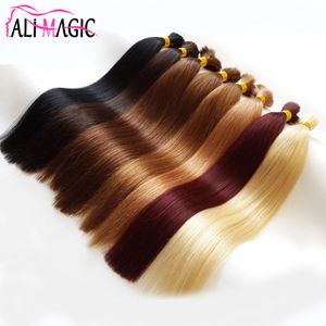 İnsan örgü saç toplu kadınlar için örgü remy düz insan saç uzatma manikür sağlam gerçek saç 18 