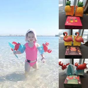 Crianças infláveis ​​braço de braço de nadar de nadar flamingo anéis de natação de bebê anéis