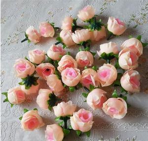 Künstliche Blumenköpfe, rosa künstliche Rosenknospen, künstliche Blumen für Hochzeitsdekorationen, Weihnachtsfeiern, Seidenblumen