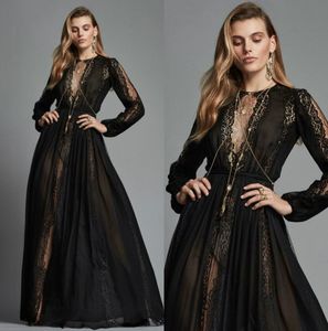 Zuhair Murad Abiye Şık Uzun Kollu Dantel Aplikler Balo Abiye Kat Uzunluk Artı boyutu Özel Durum Elbise vestidos