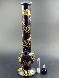 Новый 18-дюймовый пчелиный Reseau Black Beaker Bong Стеклянная масляная труба Бесплатная кука