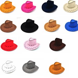 14 Renkler Batı Kovboy Şapkalar Erkekler Kadınlar Çocuklar Ağız Kapaklar Retro Güneş Visor Şövalye Şapka Cowgirl Brim Parti Şapka GGA965